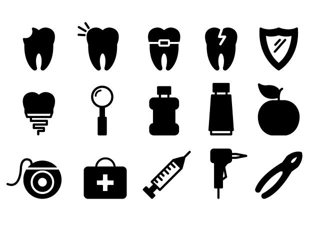 Icons of different dentist tools.
