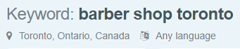 Keyword search for "barber shop Toronto".