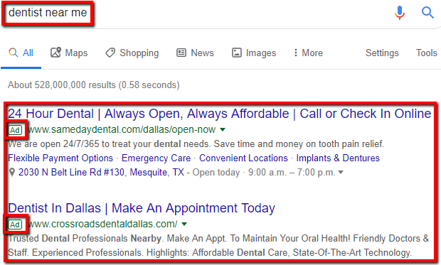 The three top positions for a website of the SERP.